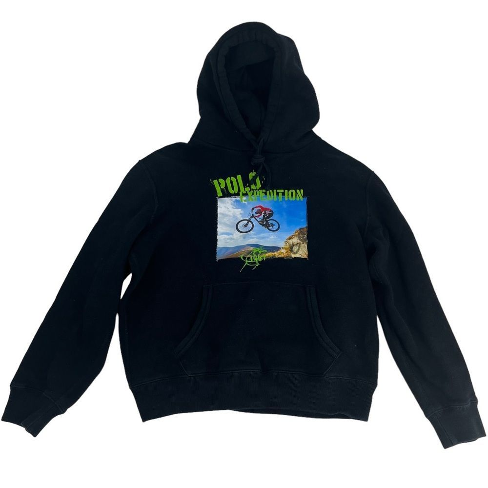 Polo By‎ Ralph Lauren Hoodie Mens Medium Black Polo Expeditions Sweatshirt BMX